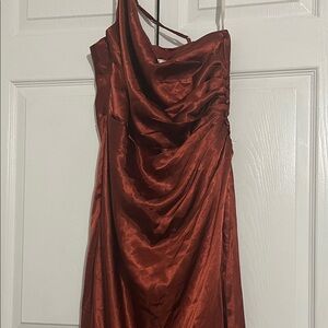 Satin one Shoulder Rust Dress